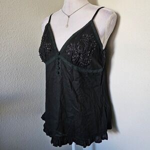 Garment Touch Black Embroidered Sequin Camisole Top